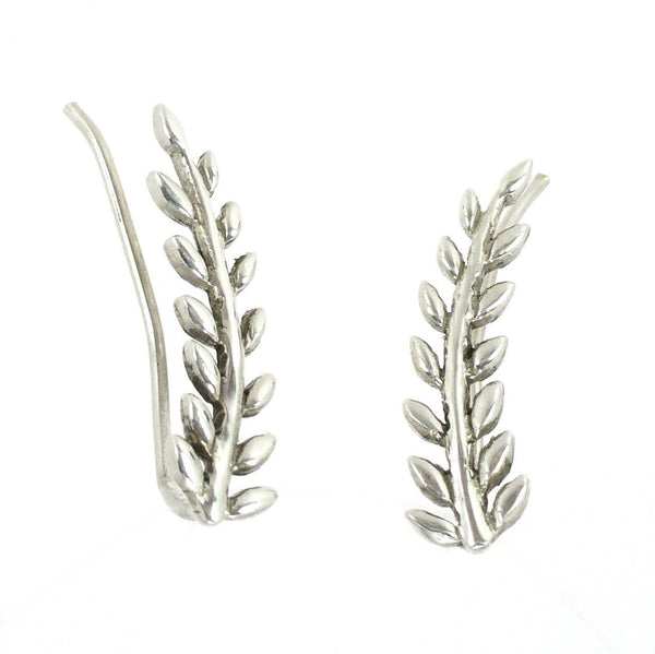 vine earclimbers leaf sterling silver