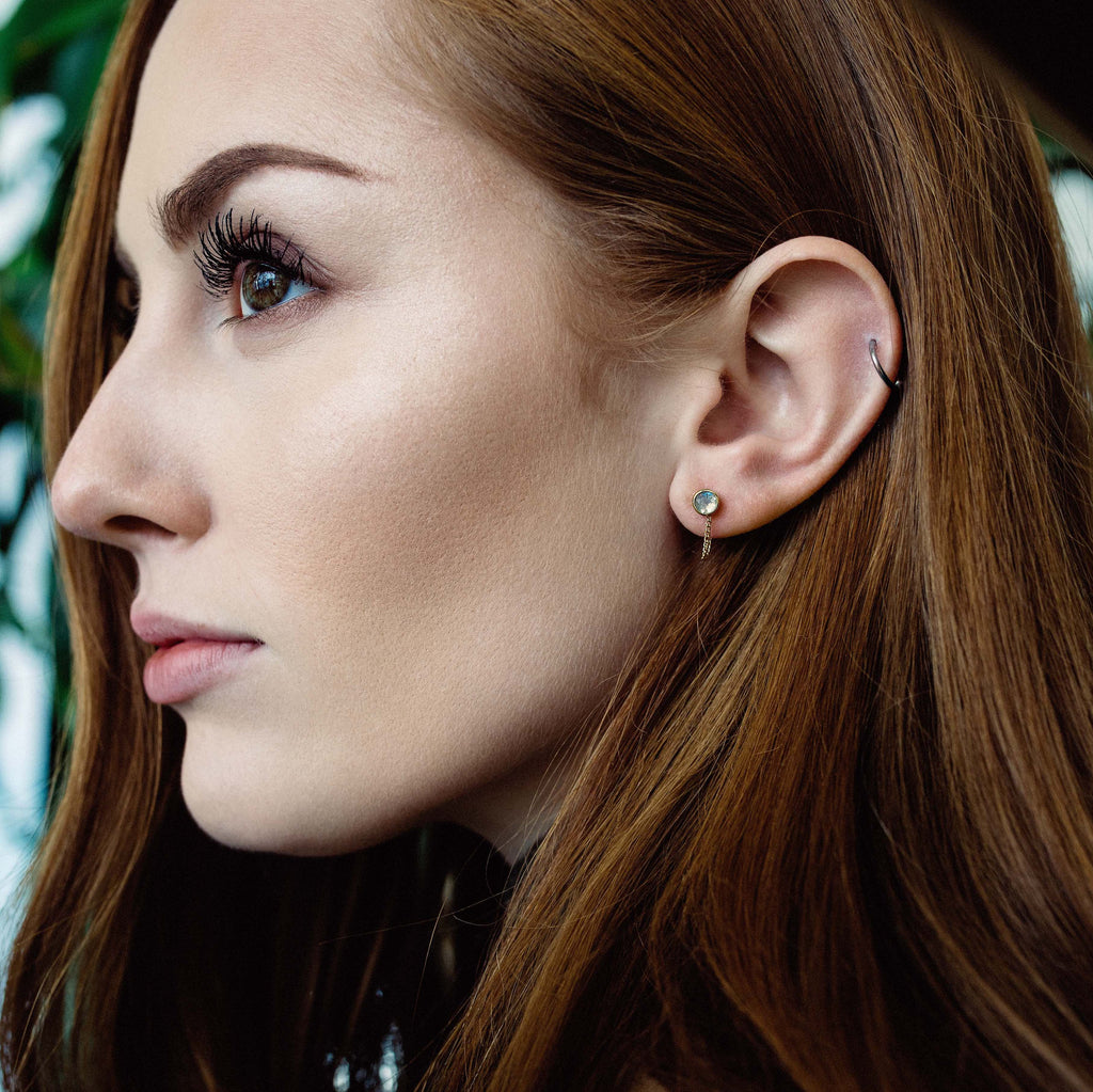 Una Earrings - Moonstone & Rose Gold