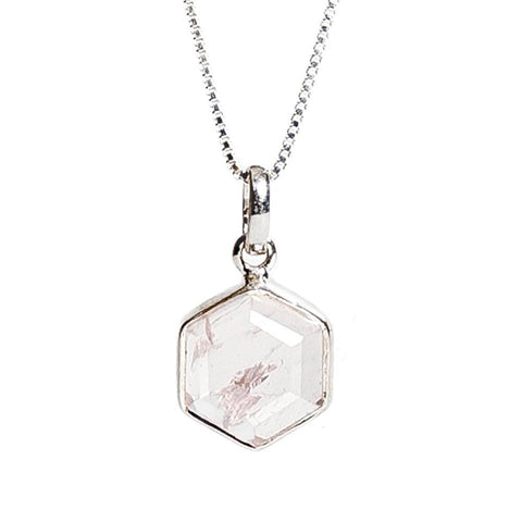 Honeybee Necklace - Rose Quartz & Silver