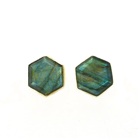 Honeybee Studs - Labradorite & Gold