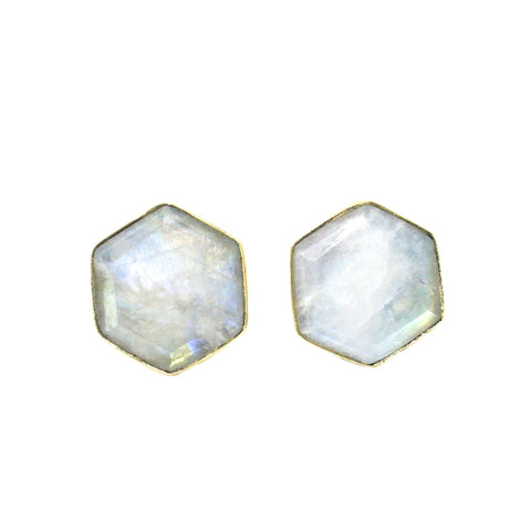 Honeybee Studs - Moonstone & Gold