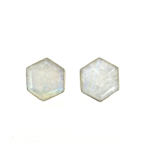 Honeybee Studs - Moonstone & Silver