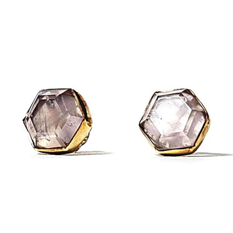 Honeybee Studs - Rose Quartz & Gold