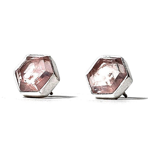 Honeybee Studs - Rose Quartz & Silver