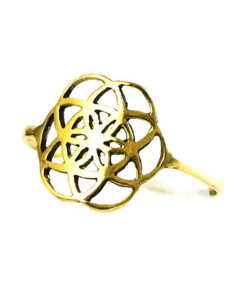 Seed of Life Ring Brass small