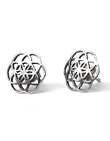 Seed of Life studs earrings sacred geometry sterling silver 