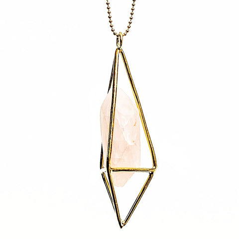 Lumia Necklace - Rose Quartz & Gold