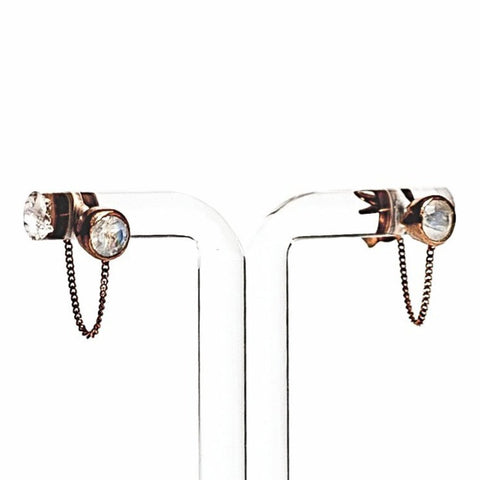Una Earrings - Moonstone & Rose Gold