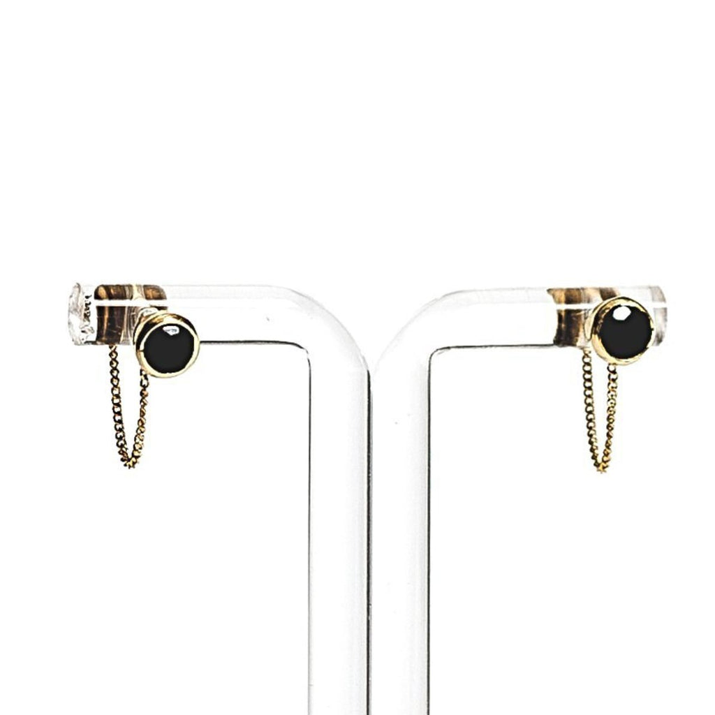 Una Earrings - Black Onyx & Gold