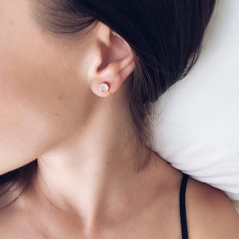 Una Earrings - Moonstone & Gold