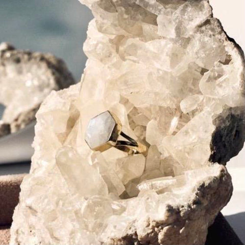 Honeybee Ring - Moonstone & Gold