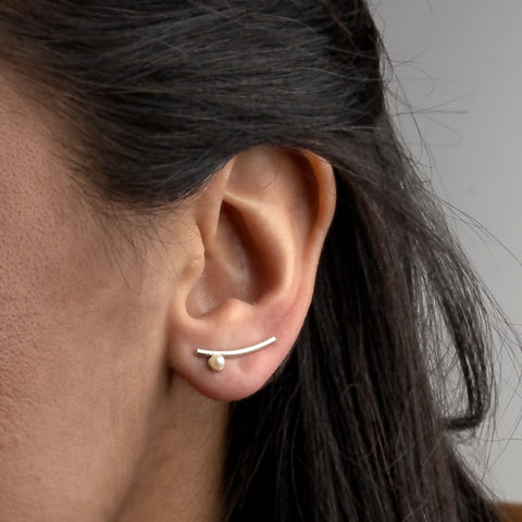 Nymph Ear Climbers - Silver & Pearl