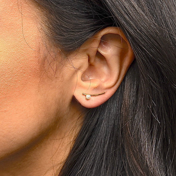 Eden Ear Climbers Rose Gold – Saraswati Designs - Main Image